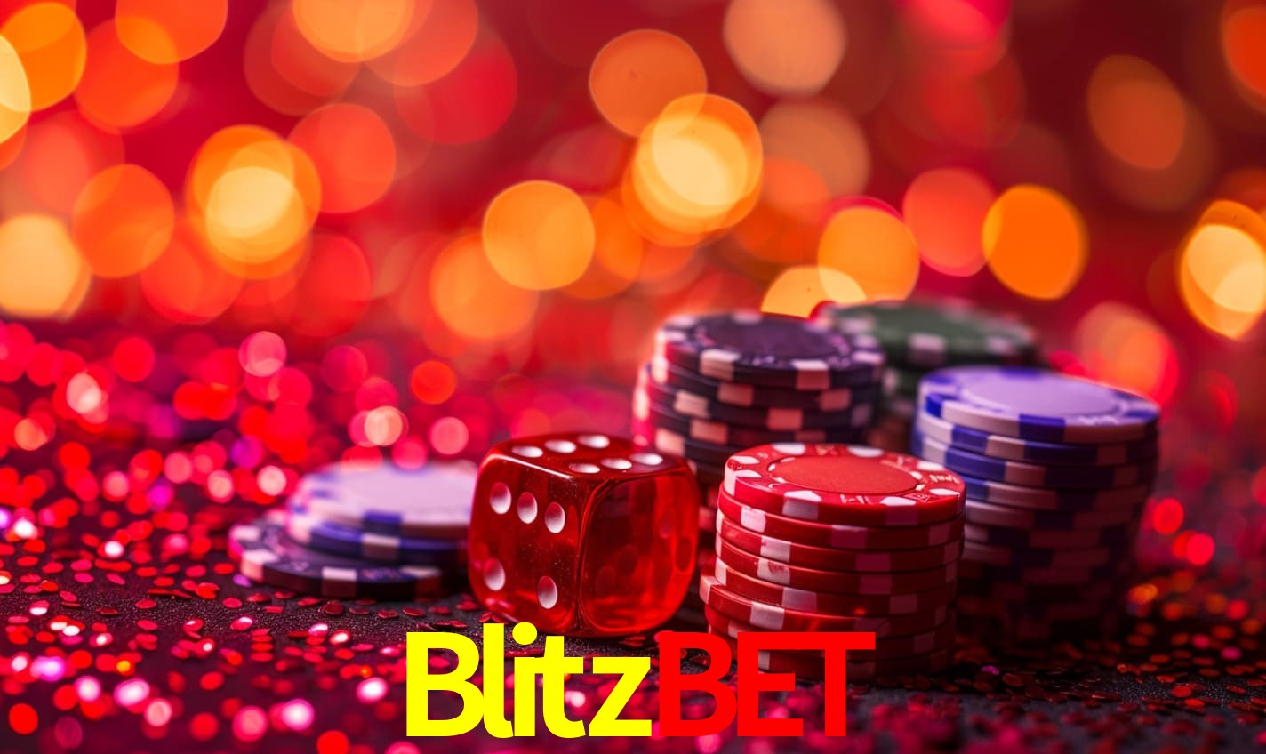 Una escena digital vívida inspirada en casino con Blitzbet mostrado prominentemente, luces brillantes, fichas, cartas y acentos dorados.